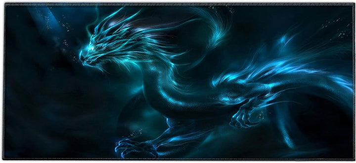 Silent Monsters Mauspad XXL 900 x 400 mm grosses Mousepad Drache - Vernähter Rand - rutschfest - für