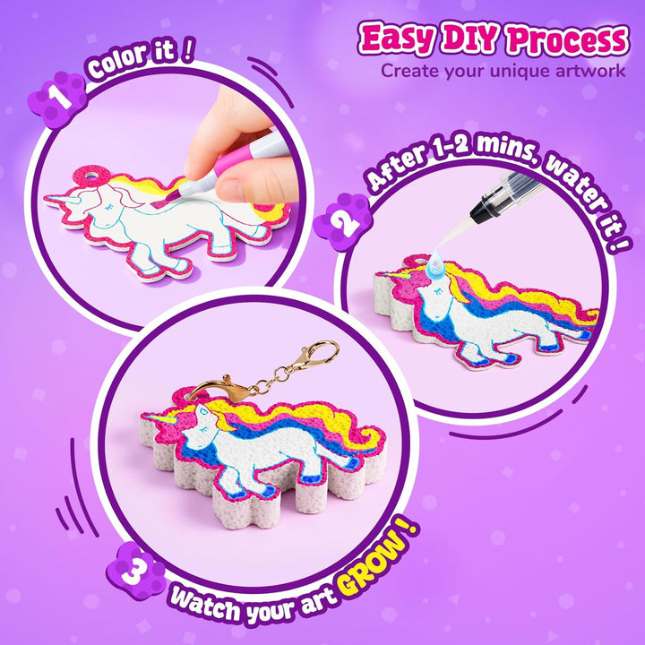 JoyCat 3D Kunst-Set, Prinzessinnen & Einhörner Magic Puffy Paint Kit, Bastelset Kinder 4 5 6 7 8 9 1