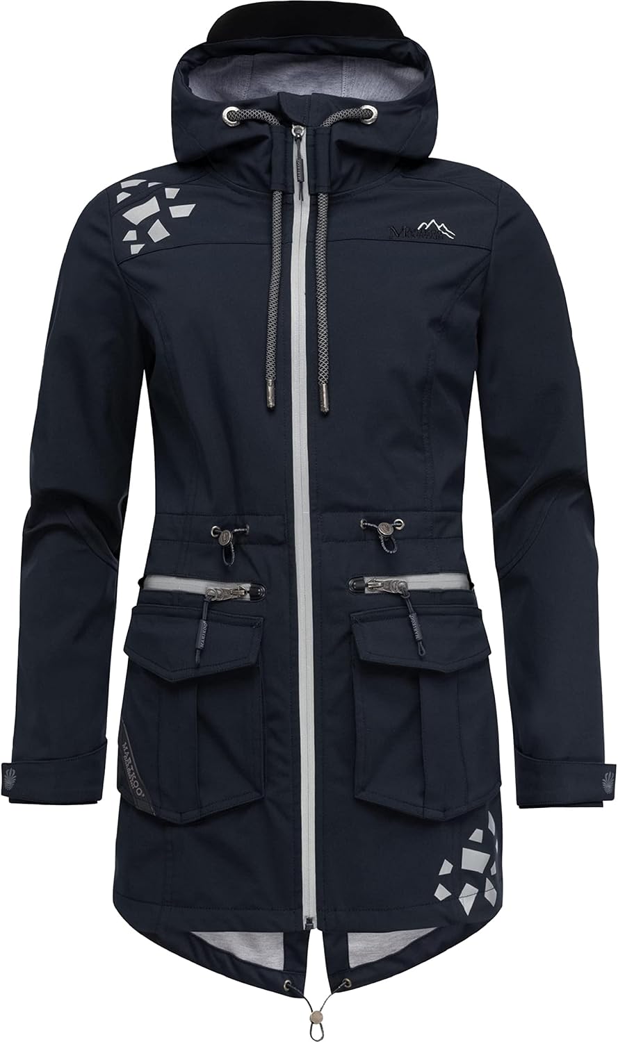 MARIKOO Damen Softshellmantel Softshelljacke Outdoorjacke Übergangsjacke Parka Kapuze Ulissaa XS-3XL