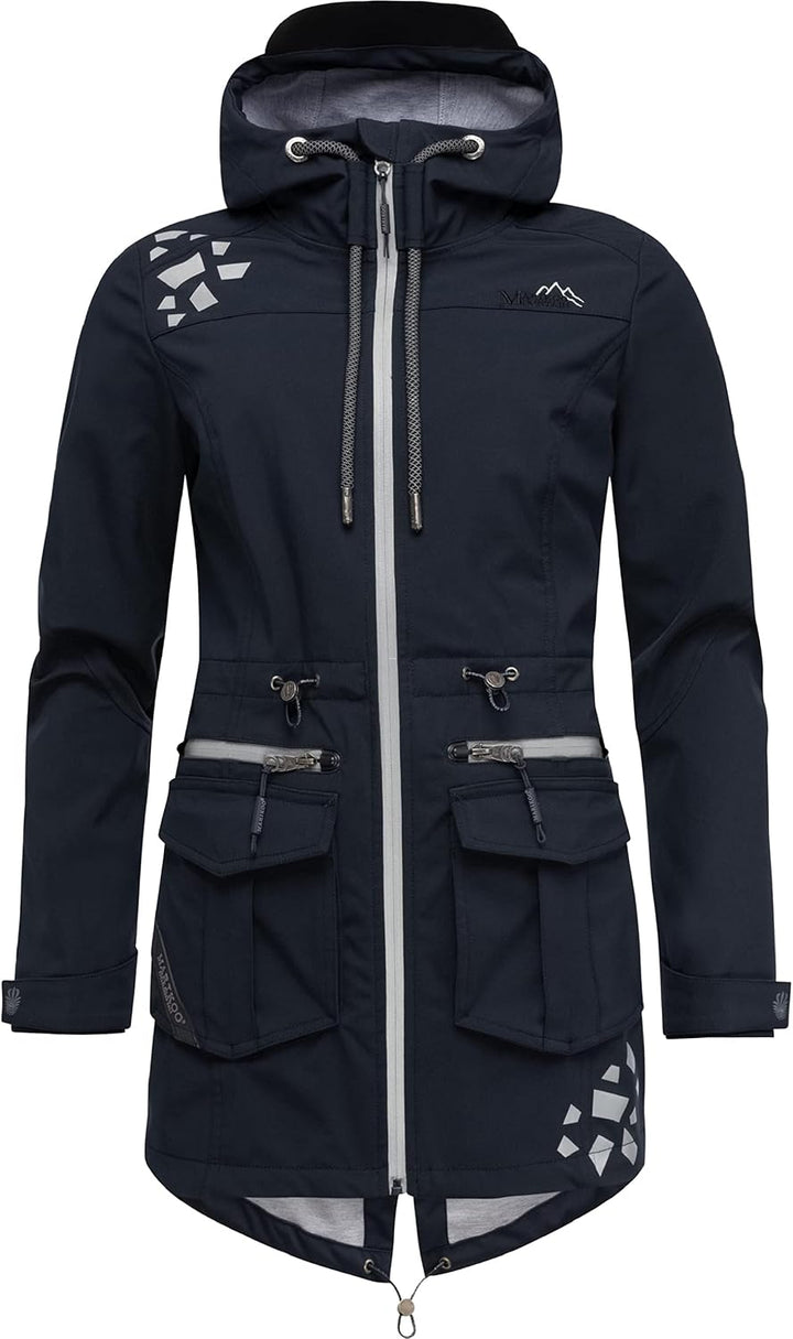 MARIKOO Damen Softshellmantel Softshelljacke Outdoorjacke Übergangsjacke Parka Kapuze Ulissaa XS-3XL
