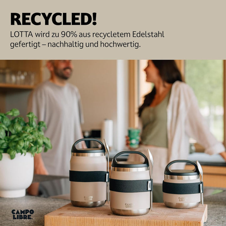 Campo Libre.® Lotta, Thermobehälter für Essen, Edelstahl Thermobecher Essen mit Löffel, Warmhaltebeh