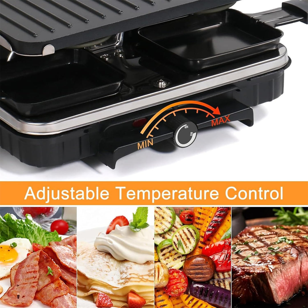 Raclette Grill Tischgrill Indoor Grill Koreanischer BBQ Grill 2 in 1 Elektrische Grillplatte Antihaf