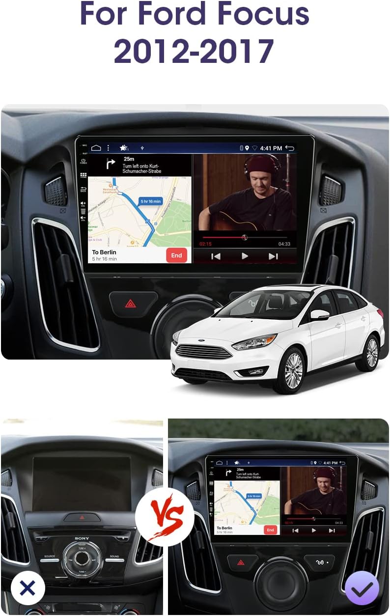 PX6 Autoradio Android 12 Passt für Ford Focus (2012-2017) - 4G+64G - Rückfahrkamera + Canbus - IPS 9