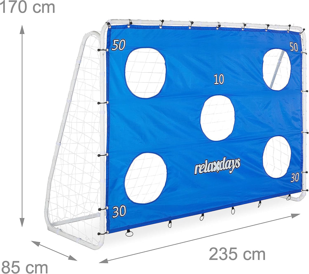 Relaxdays Fussballtor mit Torwand, Garten, Kinder & Erwachsene, Soccertor, HBT 170x235x85 cm, Stahl,