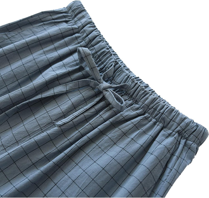 STMAHER 3er Pack Herren Baumwolle Pyjamahose Schlafanzughose Lang Pyjamahose Herren Karierte Nachtwä