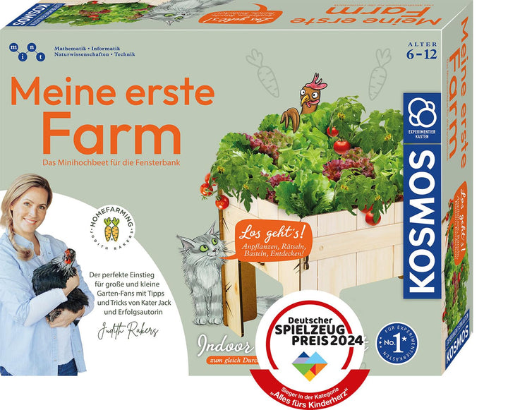 KOSMOS 637262 Meine erste Farm mit Judith Rakers, Minihochbeet für die Fensterbank, Gemüse Pflanzset