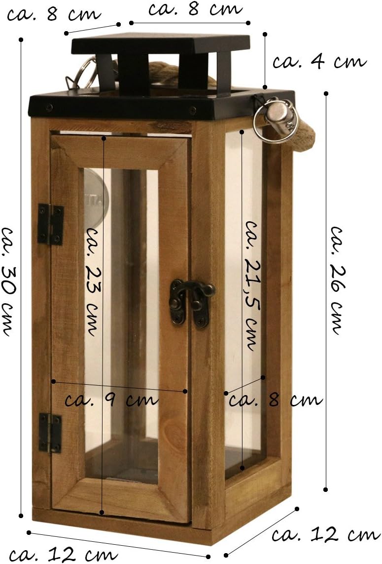 Dekovita 30cm Holz-Laterne - Gartenlaterne inkl. 18cm Outdoor LED Kerze in Rot mit Timer Fernbedienu