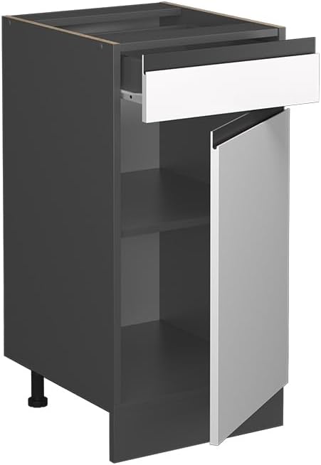 Vicco Küchenunterschrank R-Line, Weiss/Anthrazit, 40 cm J-Shape, ohne Arbeitsplatte Weiss Schubunter