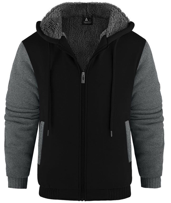 JACKETOWN Herren Sweatshirt Gefüttert Hoodie Reissverschluss Sweatjacke Warm Fleece Winterjacke Tedd
