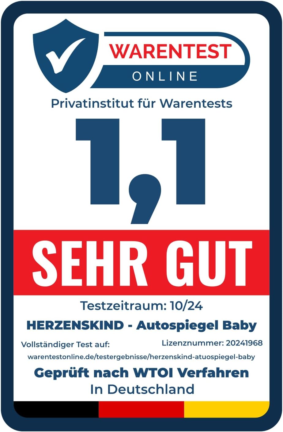 HerzensKind XXL Autospiegel für Babys im Rücksitz. 25% grösser für perfekte Übersicht. Rücksitzspieg