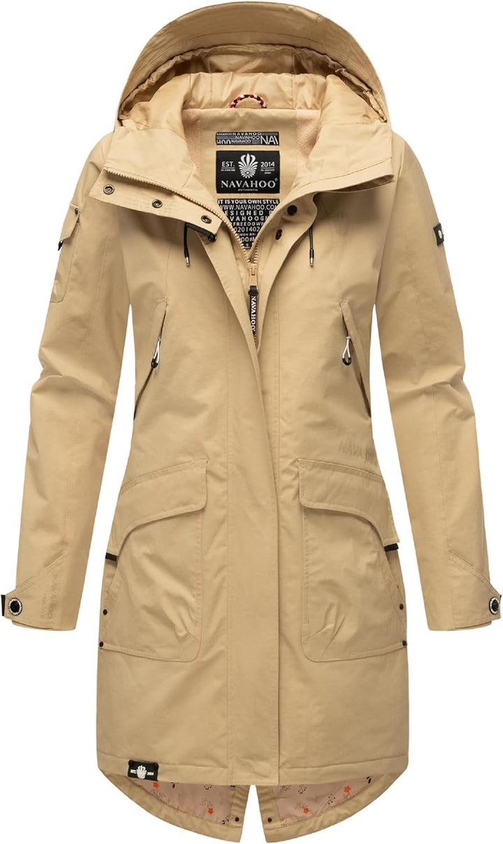 Navahoo Damen Übergangsjacke leichte Jacke mit Kapuze Pfefferschote XS-3XL XS Beige, XS Beige