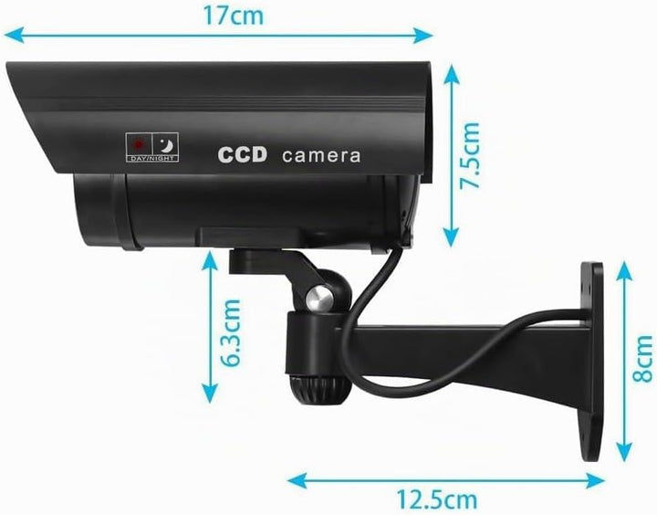 2 Stück Kamera Atrappe Aussen, Dummy Kamera Fake Überwachungskameras CCTV Kameraatrappe Sicherheitsk