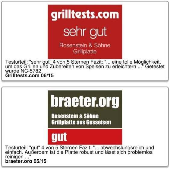 Rosenstein & Söhne Grillplatte Induktion: Gusseiserne Wende-Grillplatte für Ofen, Herd & Grill, 46 x