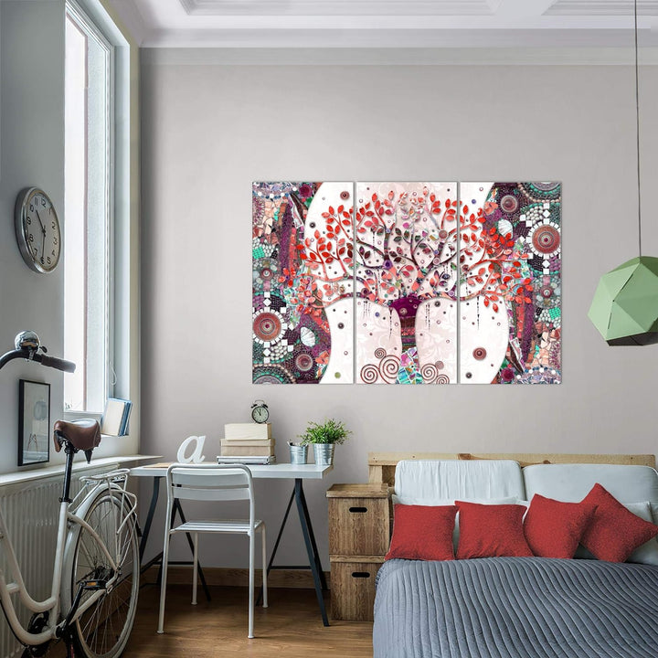 Runa Art Wandbilder Gustav Klimt Baum des Lebens Bild XXL Wohnzimmer Rosa Abstrakt Kunst 120 x 80 cm