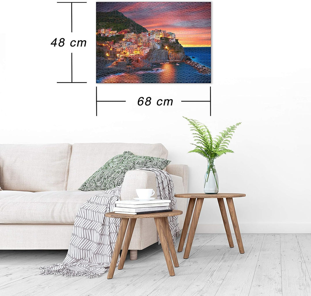 Ulmer Puzzleschmiede - Puzzle „Manarola“ – Klassisches 1000 Teile Italien-Puzzle – Puzzlemotiv von C