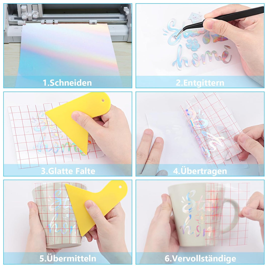 NANAPLUMS Selbstklebendes Vinylfolie Plotter - Holographisches Funkelndes Plotterfolie Vinyl Permane