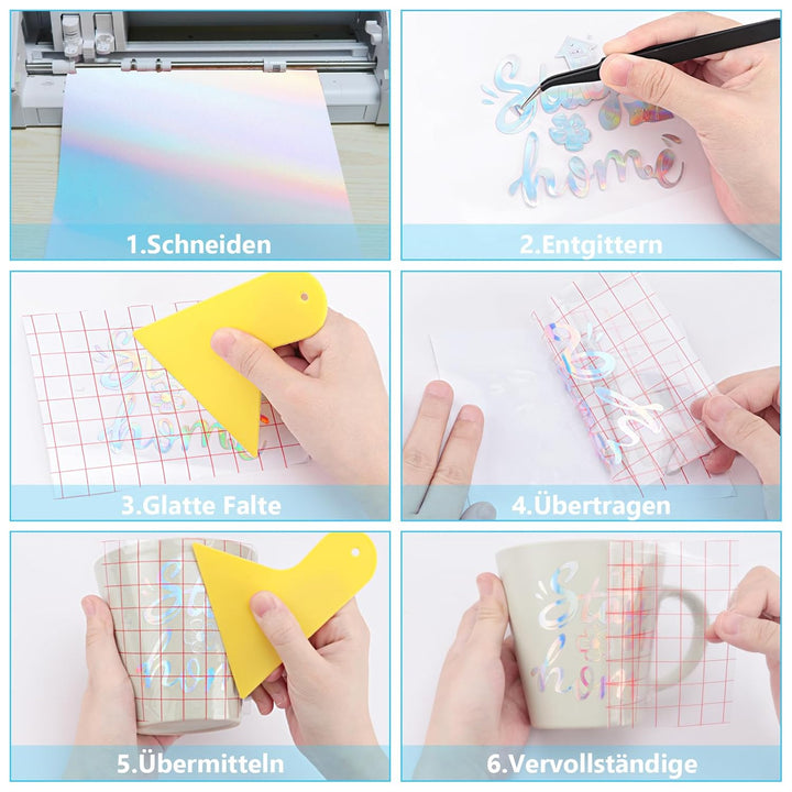 NANAPLUMS Selbstklebendes Vinylfolie Plotter - Holographisches Funkelndes Plotterfolie Vinyl Permane