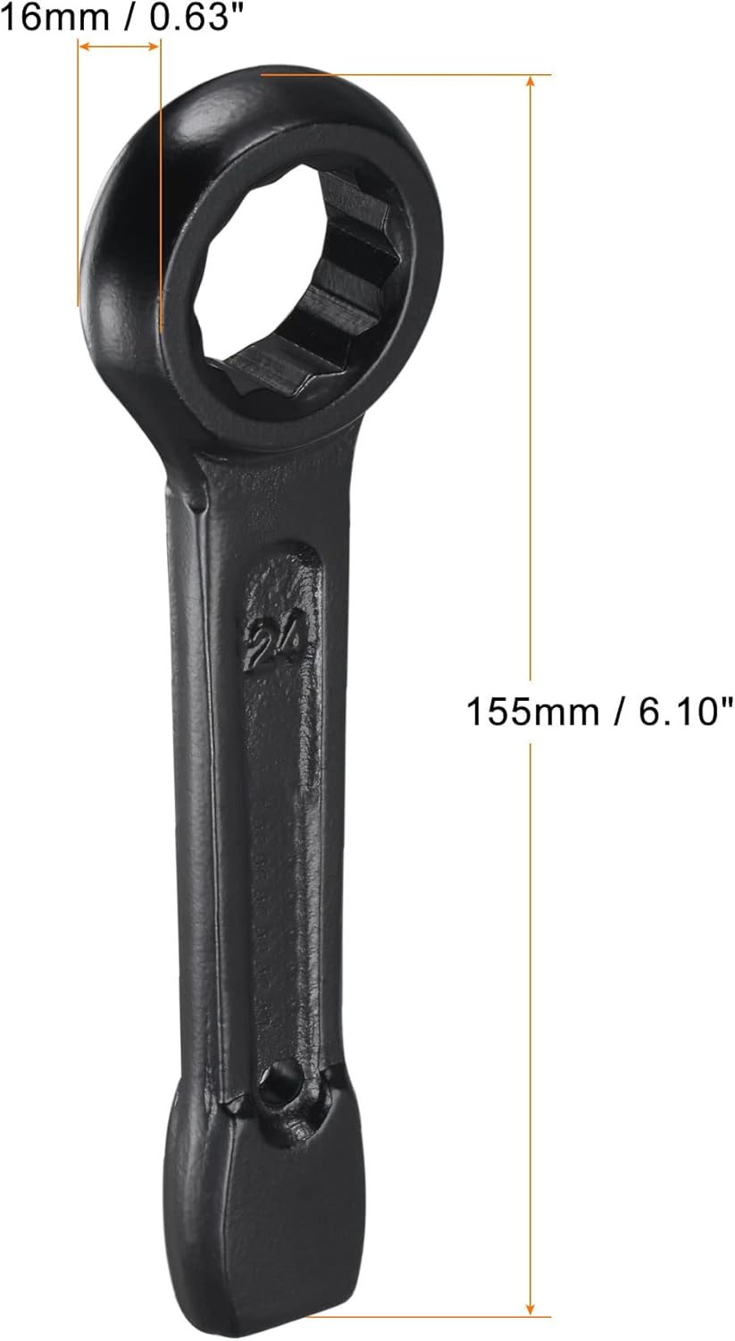 QUARKZMAN 24mm Box End Striking Ring Wrench, Hochfester Stahl Einzelkopfschlüssel Handwerkzeug