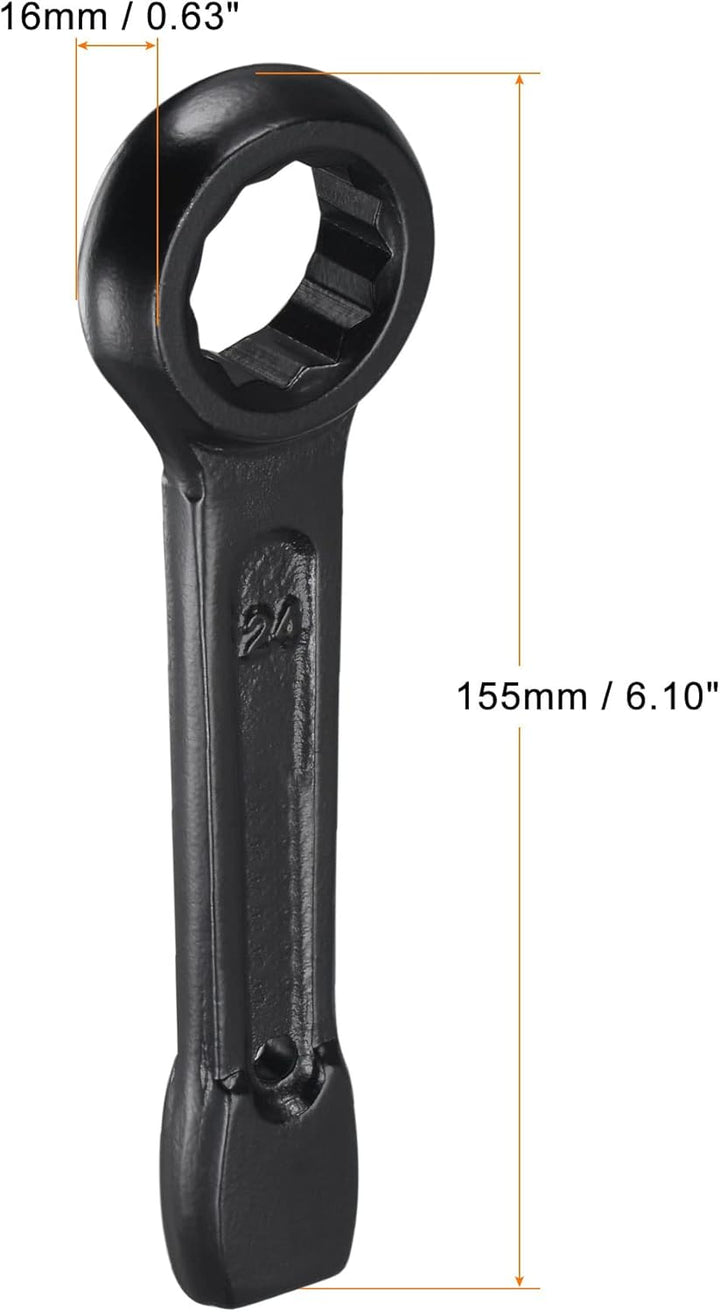 QUARKZMAN 24mm Box End Striking Ring Wrench, Hochfester Stahl Einzelkopfschlüssel Handwerkzeug