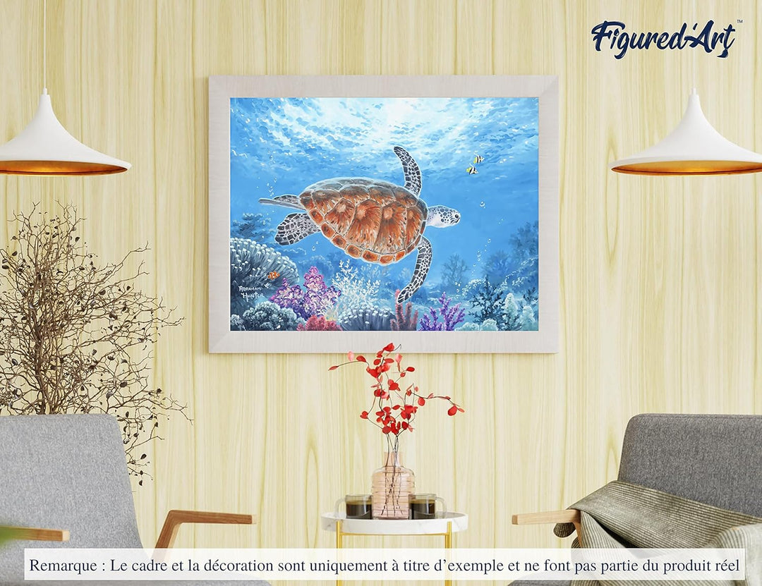 Figured'Art Malen Nach Zahlen Erwachsene Mit Rahmen Schildkröte auf einer Ballade - Paint by Numbers