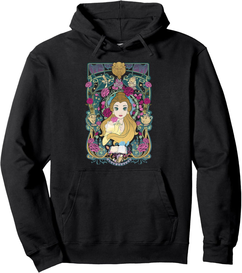 Disney Beauty And The Beast Belle And Friends Floral Poster Pullover Hoodie