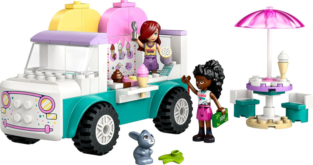 LEGO Friends Heartlake City Eiswagen, Spielset für Rollenspiele, Bauset mit 2 Spielzeugfiguren und e
