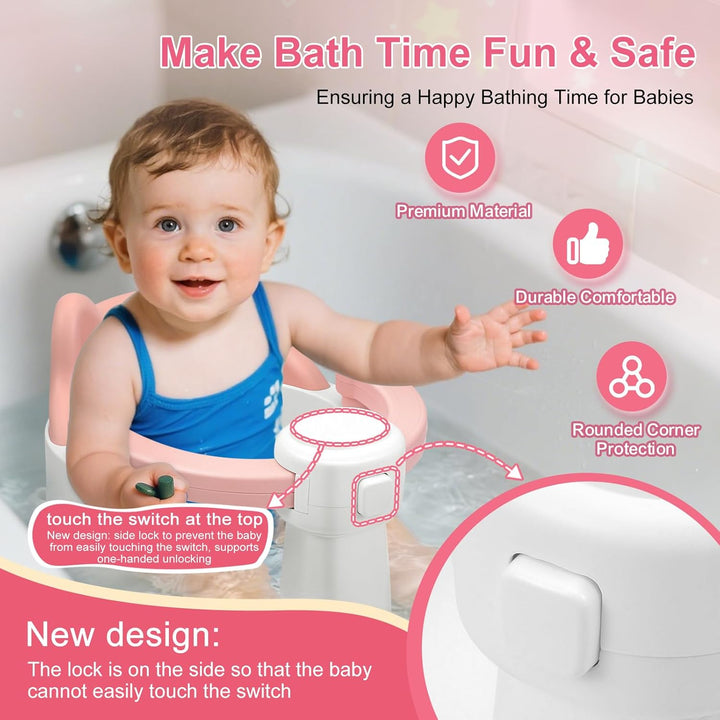 Badewannensitz Baby ab 6 Monate, Baby Badesitz mit 4 Saugnäpfen,Bath Seat für Dusche Oder Badewanne,