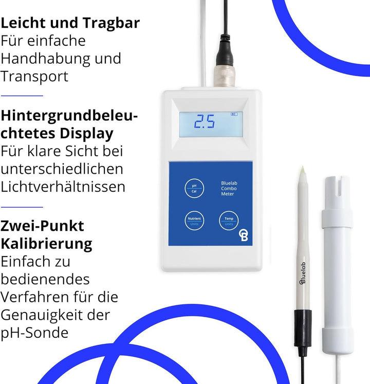 Bluelab METCOMPLUS Combo Meter Plus – Misst pH, Temperatur & Leitfähigkeit (TDS/PPM) in Wasser & Bod