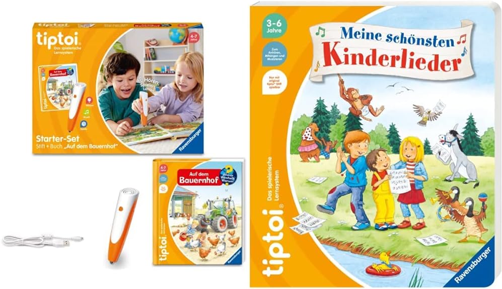 Ravensburger tiptoi Starter-Set 00114 - Stift und Bauernhof-Buch - Lernsystem für Kinder ab 4 Jahren