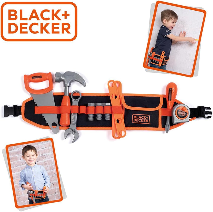 Smoby - Black+Decker - Werkzeuggürtel - Verstellbarer Gurt - Kinderspielzeug Basteln - 14 Zubehörtei