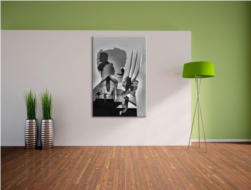 Monocrome, Wolverine, Format: 100x70 auf Leinwand, XXL riesige Bilder fertig gerahmt mit Keilrahmen,