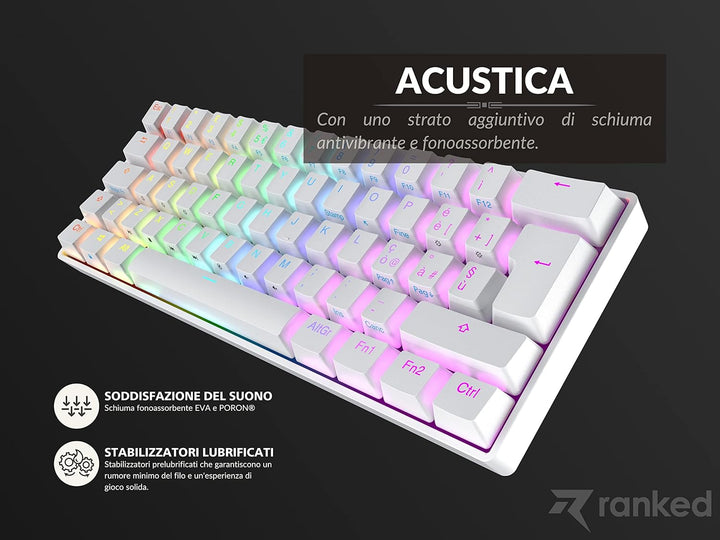 Ranked N60 Nova Mechanische 60 Prozent Tastatur | Hotswap Gaming Keyboard | 62 Programmierbare Taste