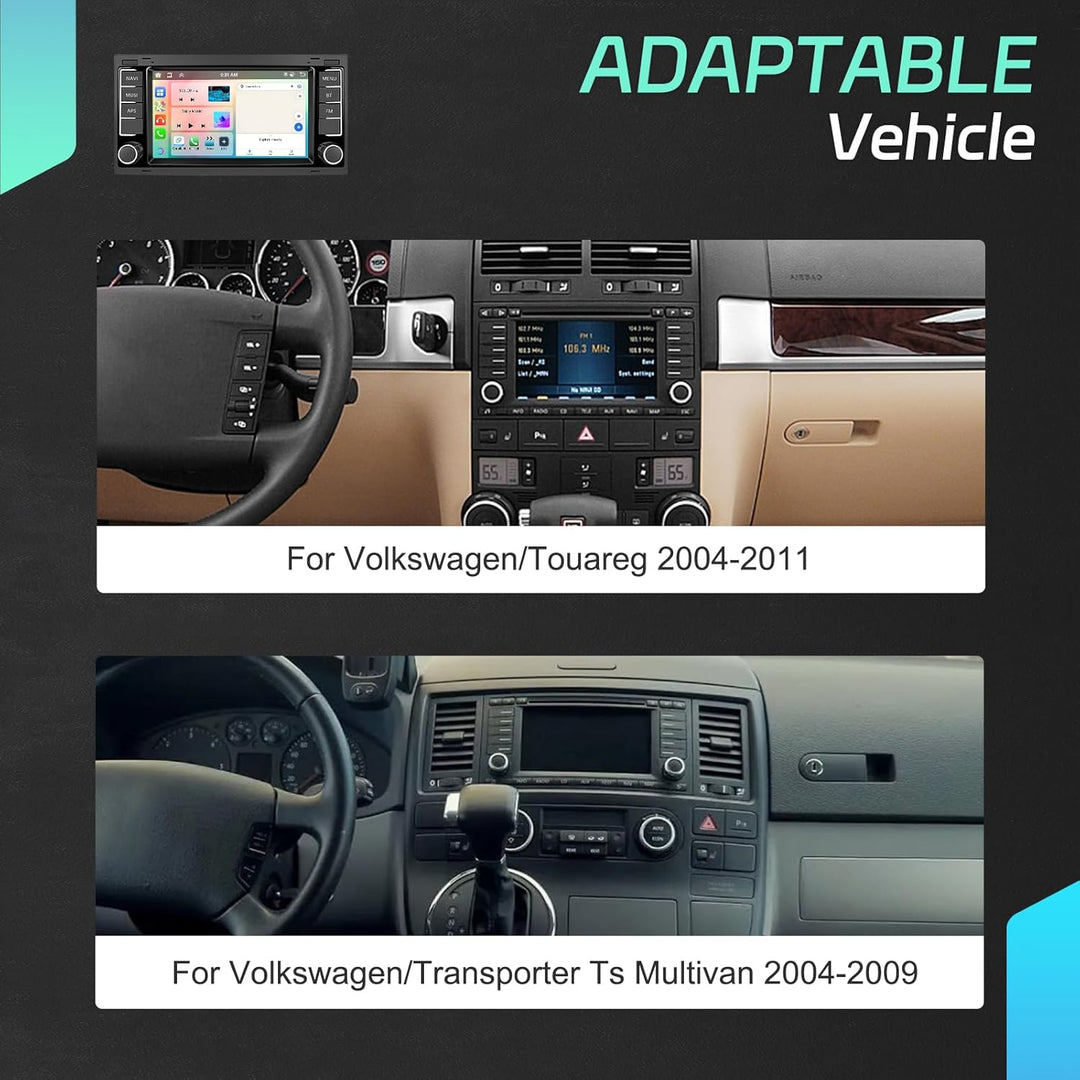 CAMECHO 4G+64G 8 Core Android 15 Carpaly Autoradio für VW Touareg Transporter T5 Multivan 2004-2011