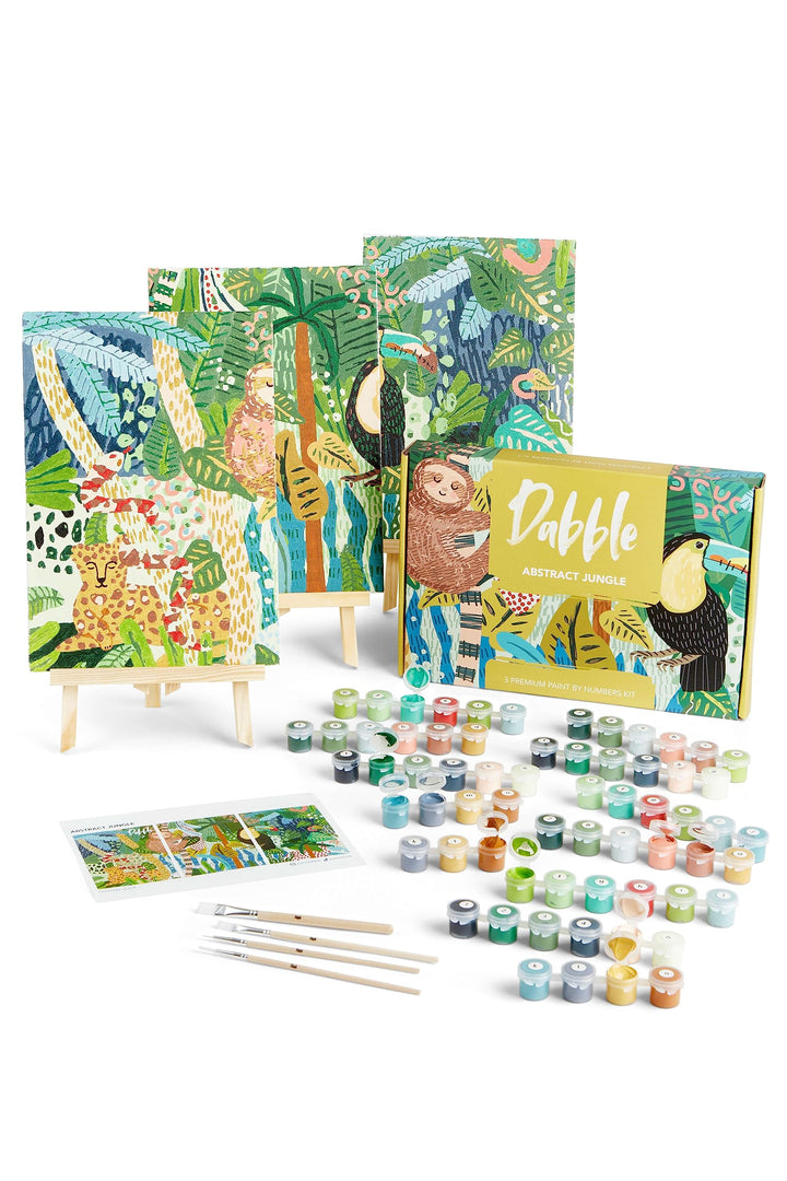 Dabble Premium Set Malen nach Zahlen für Erwachsene - 3 Stück - Mit Zubehör: Leinwand, Rahmen, Acryl