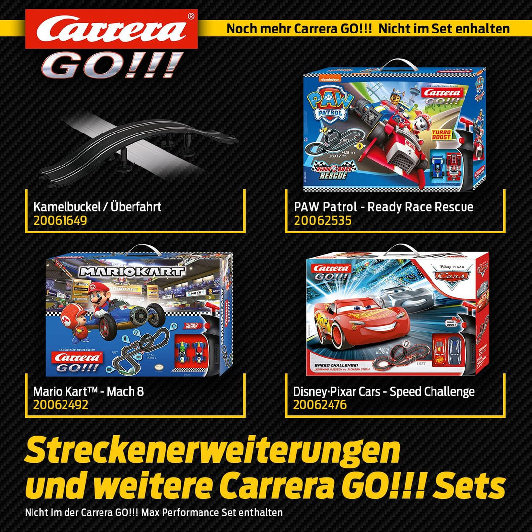 Carrera GO Max Performance Rennstrecken-Set für Erwachsene & Kinder ab 6 Jahren 6.3m Länge Rennbahne