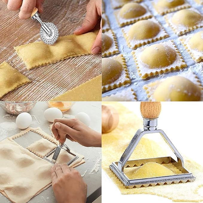 6 Stk Ravioli Dumpling Maker Former Cutter Set Edelstahl Raviolirad Ravioli Ausstecher Rund Teigtasc