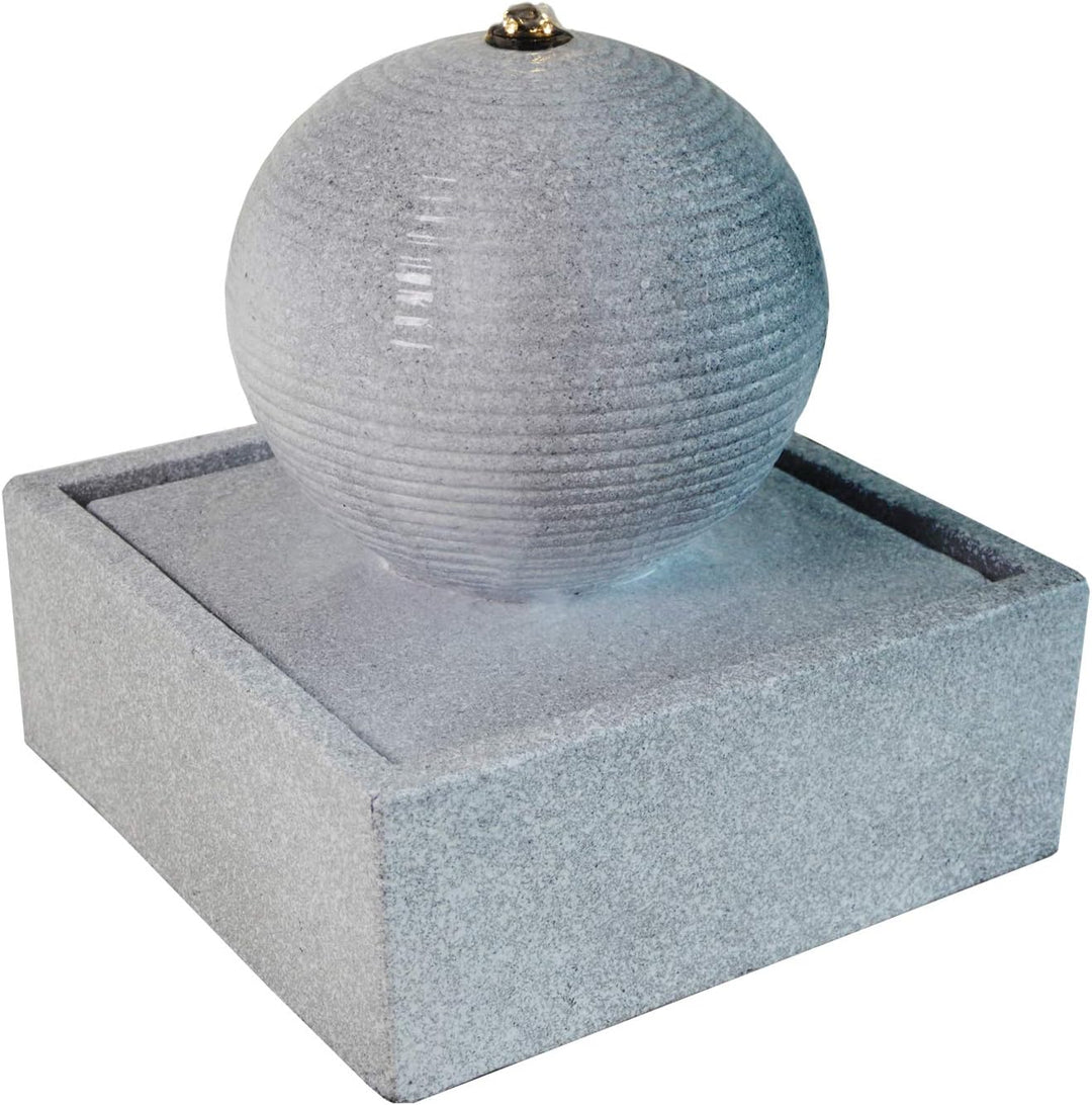 AMUR Gartenbrunnen Brunnen Zierbrunnen Zimmerbrunnen Brunnen MODERN lichtgrau mit LED-Licht 230V Was