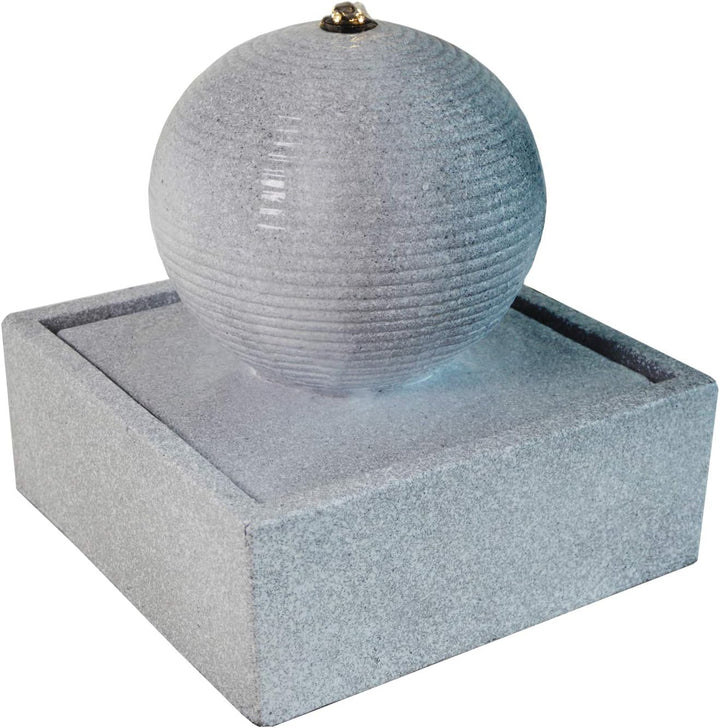 AMUR Gartenbrunnen Brunnen Zierbrunnen Zimmerbrunnen Brunnen MODERN lichtgrau mit LED-Licht 230V Was