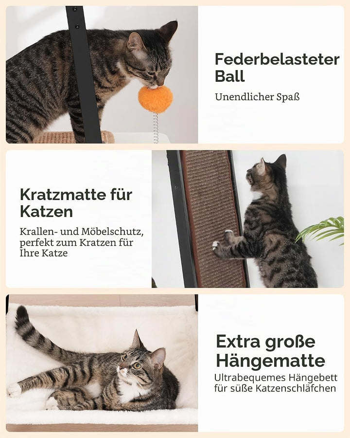 FourFurPets 147 cm Kratzbaum, Kratzbaum Grosse Katzen stabil, moderner katzenbaum für drinnen, hoher