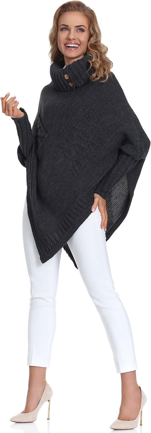 Merry Style Damen Poncho M83N4 Einheitsgrösse Graphite, Einheitsgrösse Graphite