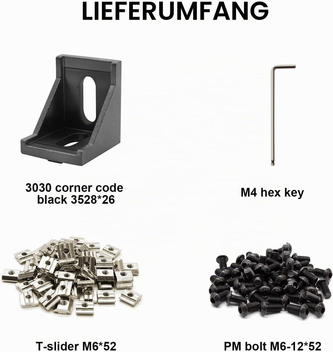 iMetrx 26Stück Befestigungsmaterial Winkel,Aluprofil 3030 Nut 6 Aluminium Winkelverbinder Eckwinkel