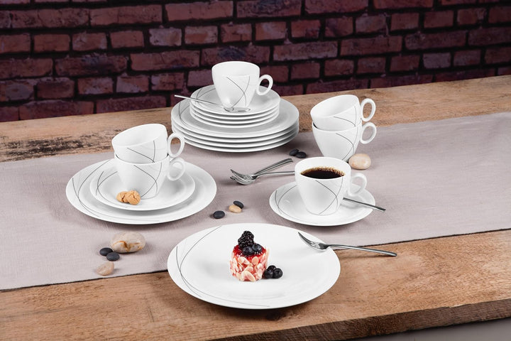 Seltmann Weiden 001.706998 Porzellan Kaffeeservice 18-teilig Trio Highline, Weiss Trio 18-tlg., Trio