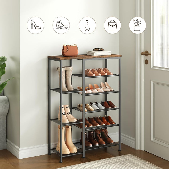 HOOBRO Schuhregal, 6-stöckiges Schuhablage, Schuh-Organizer, Metall Schuhständer, Grosse Kapazität S