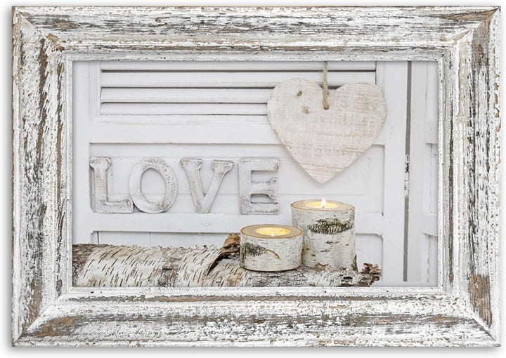 Feeby Bild auf Vlies Leinwand Holz Illusion Rahmen 90x60 cm Kunstdruck Modern Wandbilder Deko Flur W