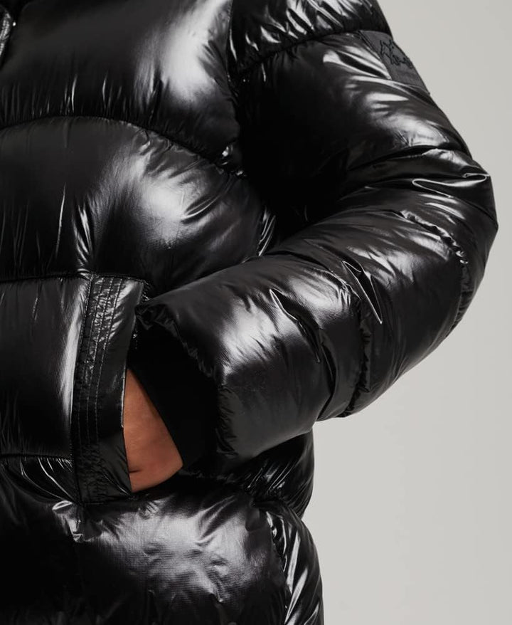 Superdry Damen Langer XPD Sports Steppmantel Schwarz 44