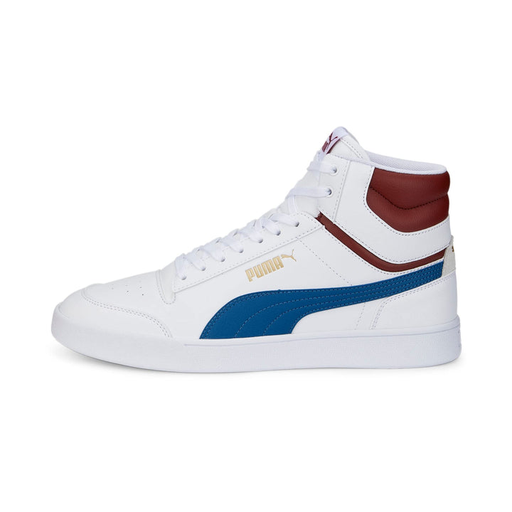 PUMA Unisex Shuffle Mid Sneaker, 45 EU Puma White Lake Blue Intense Red Puma Team Gold