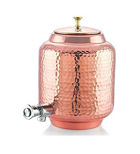 Handgefertigter Wasserspender aus reinem Kupfer, 4 Liter, Wassertopf, Matka Ayurveda, Heilwasserspei