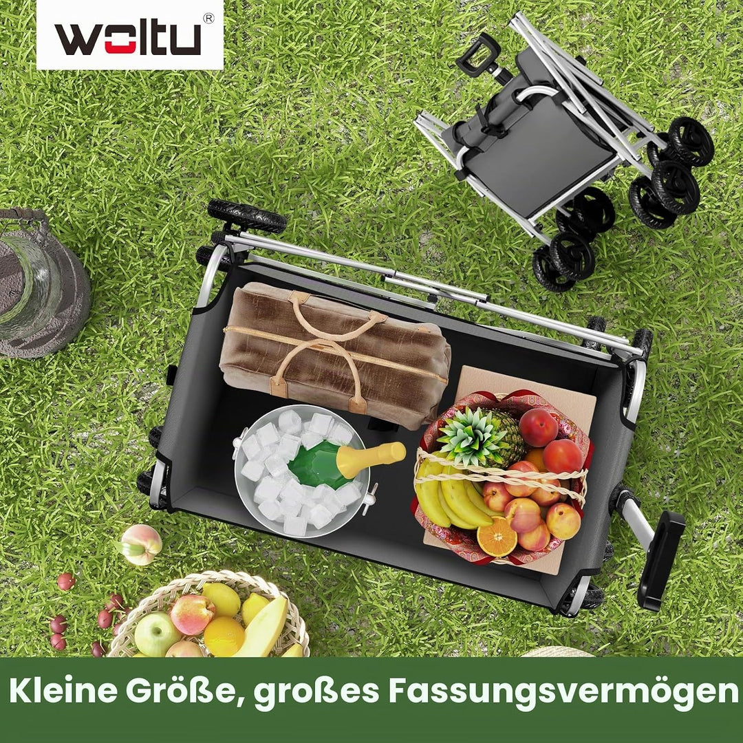 WOLTU Bollerwagen faltbar, Handwagen Transportwagen klappbar, Gartenwagen Strandwagen mit Bremsen Do