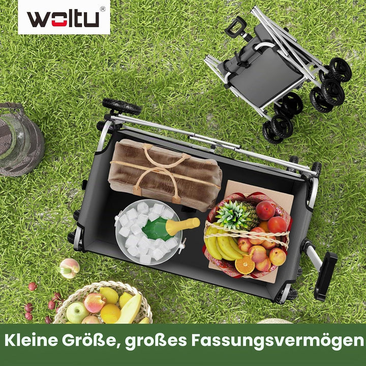 WOLTU Bollerwagen faltbar, Handwagen Transportwagen klappbar, Gartenwagen Strandwagen mit Bremsen Do