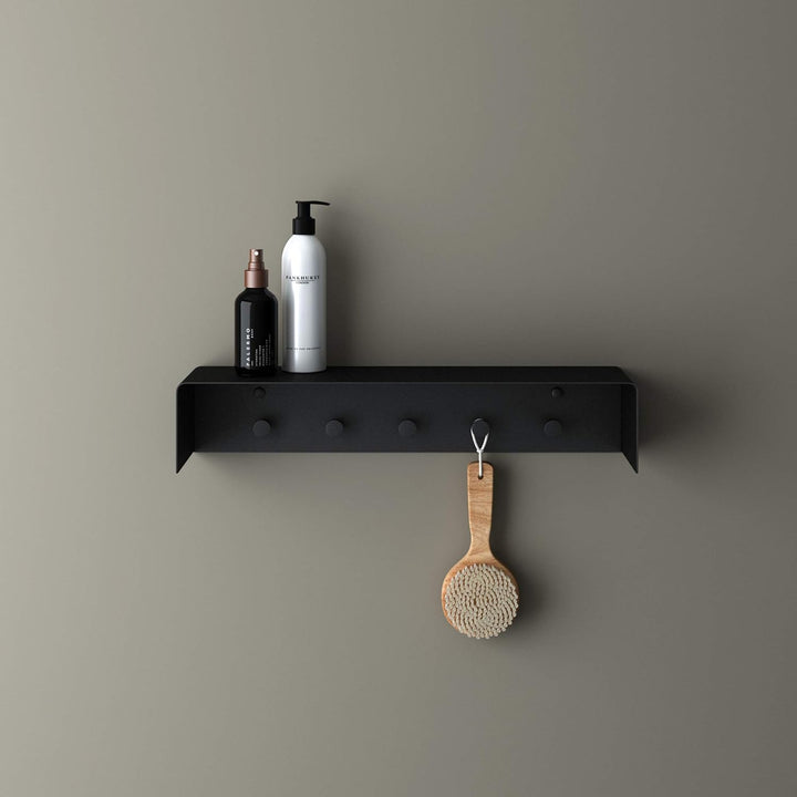 doporro Mehrzweckhaken 50x10x10 cm mit Ablage Handtuchhaken Schwarz matt aus Edelstahl, Handtuchhake